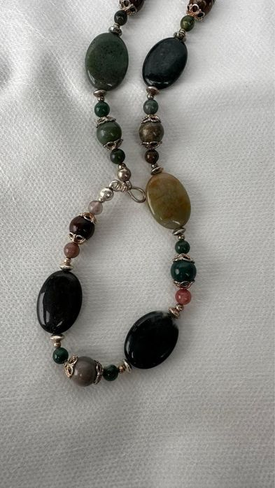 Colier argint agate
