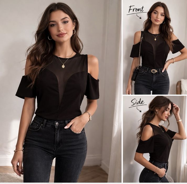 Черна ефектна блуза