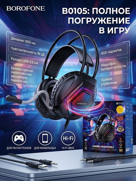 Наушники игровые кабельный