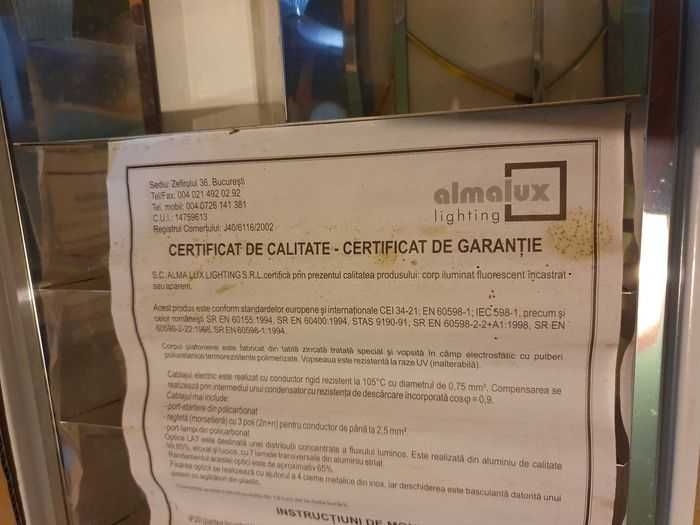 Corp iluminat ALMALUX Neon 130cm lampi incluse Osram Nou