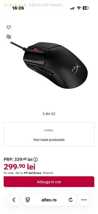 Mouse HyperX Pulsefire Haste 2  Stare foarte buna