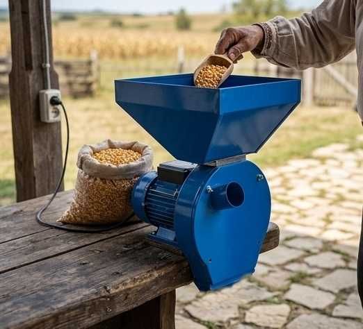 Moara Macinat Electrica Ciocanele Orice Tip Cereale Macina Stiulet Boabe Porumb 3.9 kw Capacitate 250 kg/ora Model 2 in 1 + Livrare GRATUITA