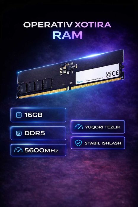 Оперативная память Apacer DDR5 16GB 5600MHz CL46 PC  Operativ xotira