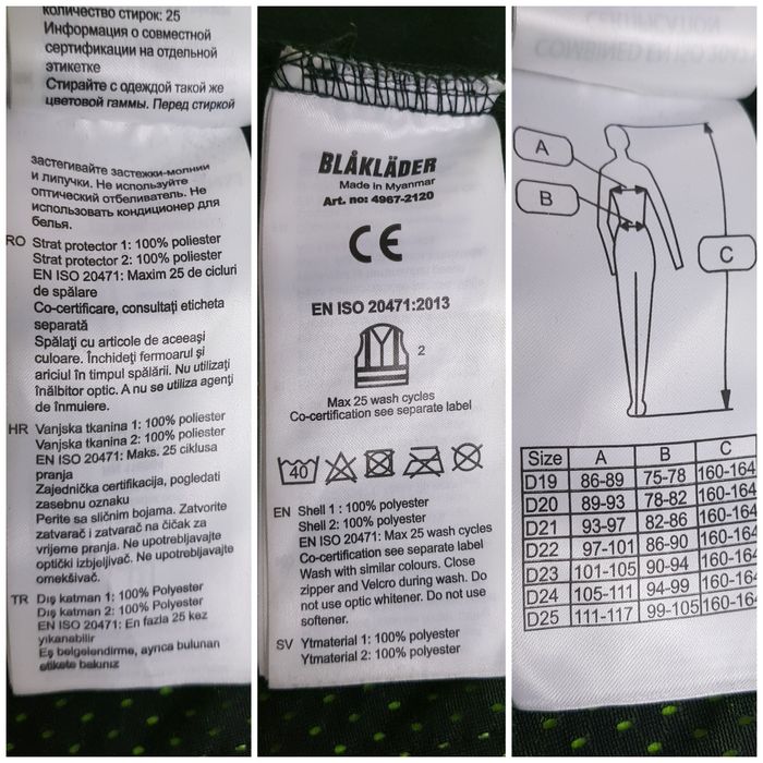 Jacheta muncă BLAKLADER Workwear, înaltă vizibilitate, măsura L (dame)