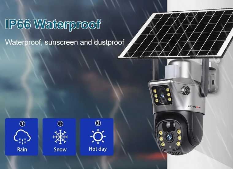 Camera IP Dubla LS VISION 4G 360 cu cartela SIM si Panou Solar 8W