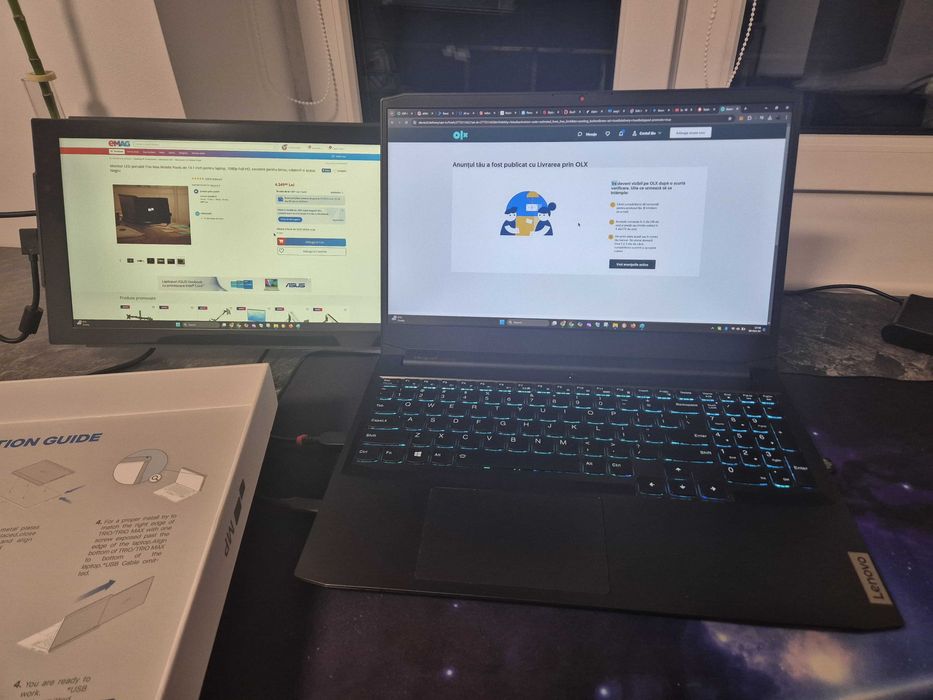 Monitor LED portabil Trio Max 14.1 inch laptop sau telefon, Full HD