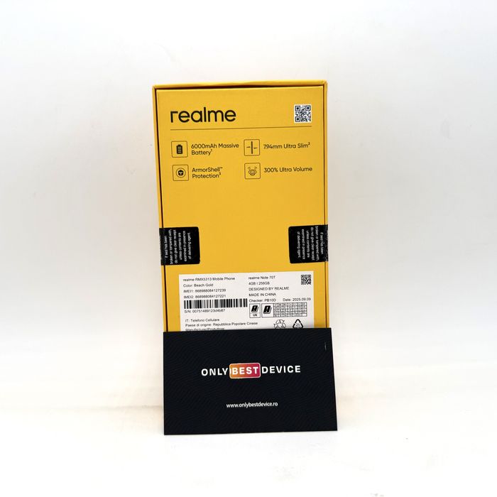 Telefon Realme Note 70T  Beach Gold 4GB RAM 256GB