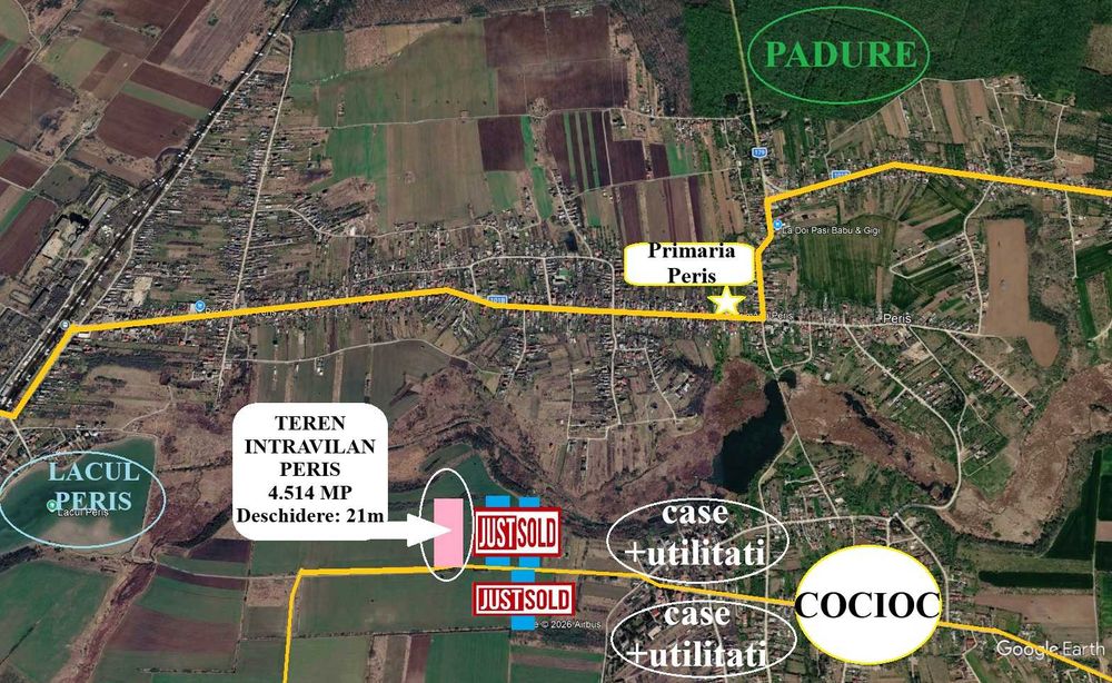 Proprietar, vând teren intravilan în Periș – 4.514 mp