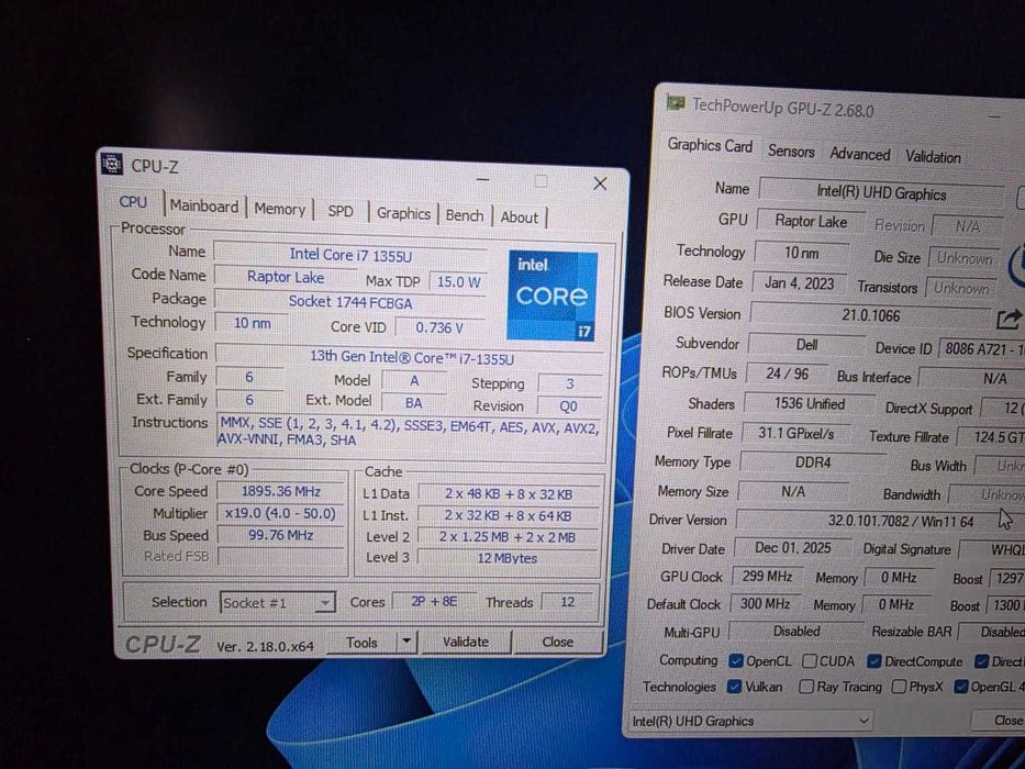 Laptop OFFICE 15" Dell INTEL i7-1355U, 32Gb DDR4, SSD 512Gb, iGPU UHD