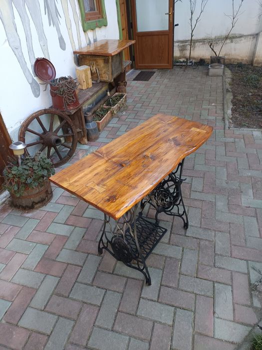 Masa , birou sau suport lavoar - Blat lemn masiv