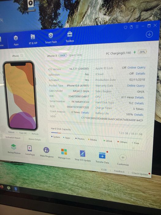Iphone x 64gb 100% батерия