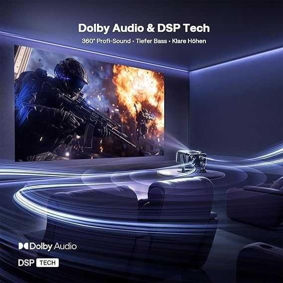 Proiector inteligent Aurzen Boom Mini 4 în 1 cu Google TV,Garantie