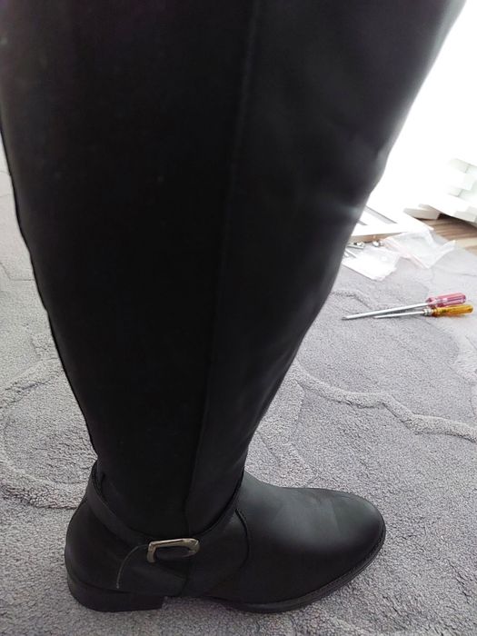 Високи равни ботуши естествена кожа 38