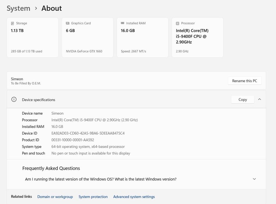Гейминг настолен компютър с Nvdia GTX 1660 & Intel i5-9400F