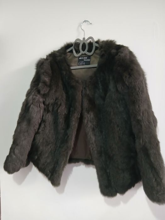 Scurta dama blana naturala iepure culoare verde negru marime M sau 40