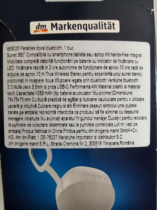 Boxa Buetooth Paradies
