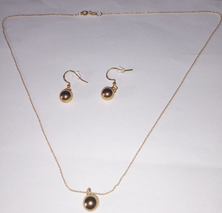 Set cercei și colier argint 925 placat cu aur