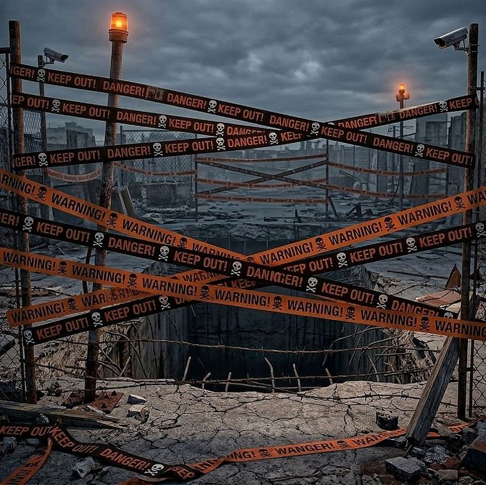 Лента сигнальная «DANGER! KEEP OUT!» 6 метров.