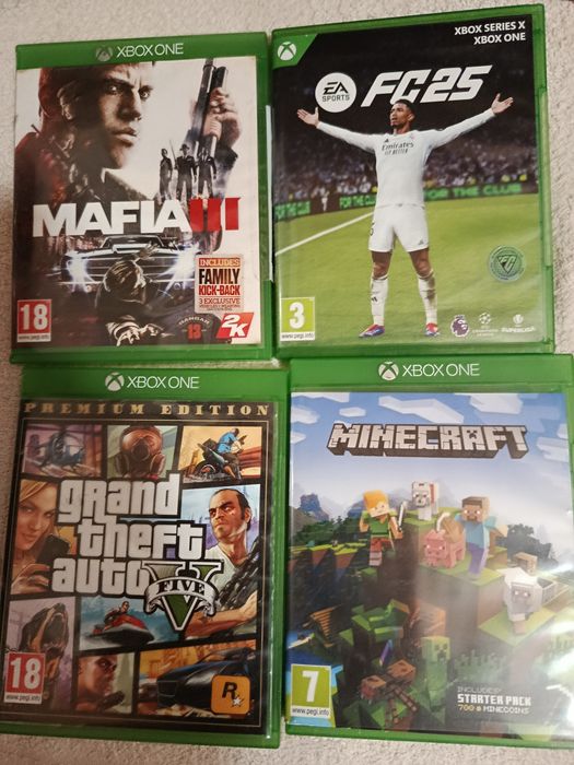 Pachet jocuri xbox Minecraft gta v Mafia 3 si FC 25