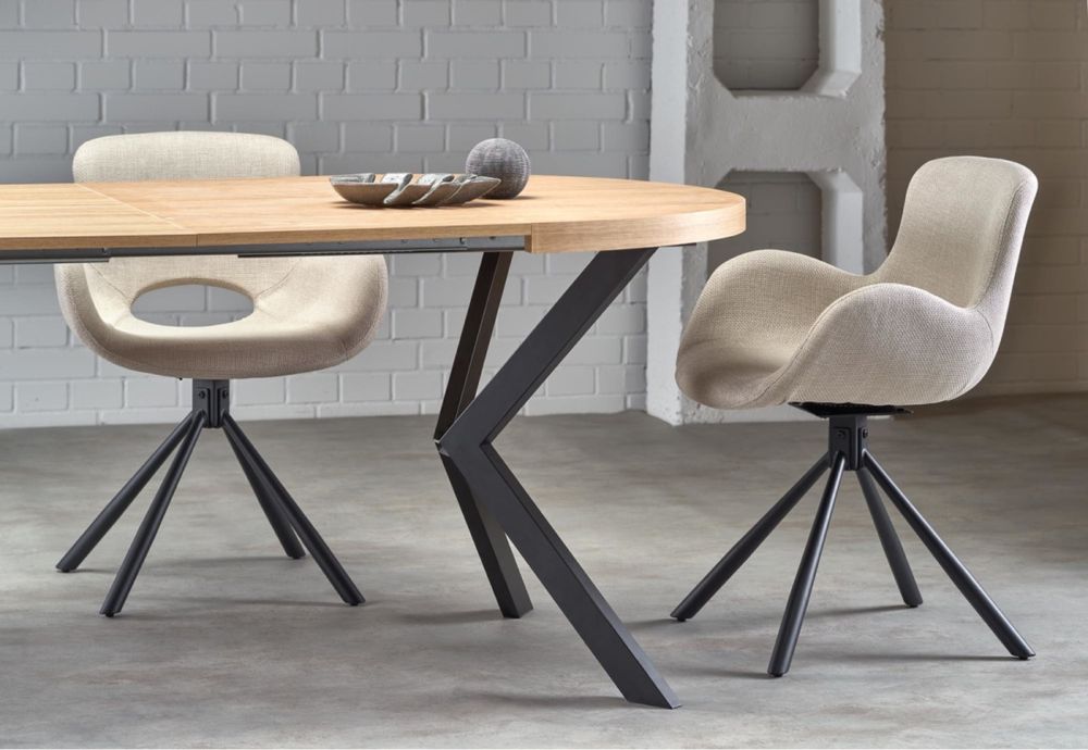 Трапезна маса Peroni златен дъб с черни крака