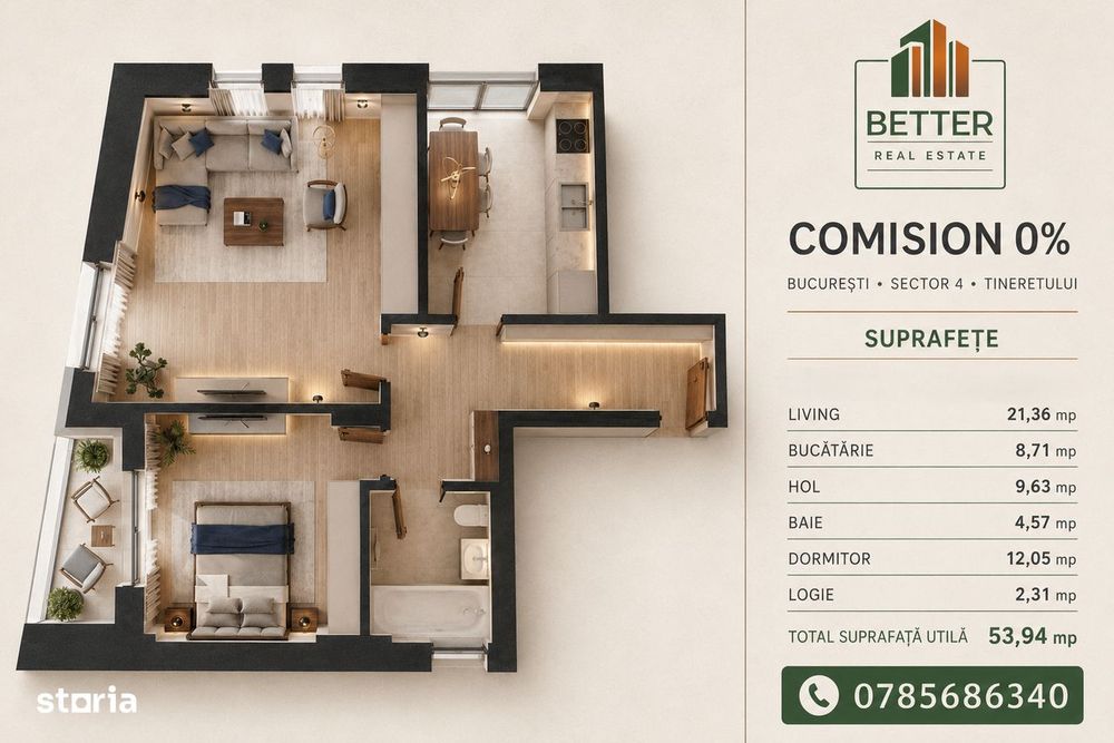 Apartament 2 camere decomandat | Tineretului, Sector 4 | Comision 0%