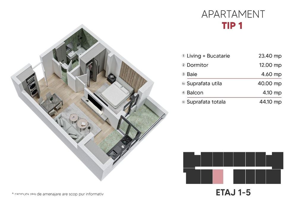Studio spatios 44mp ,Metrou Berceni 15min
