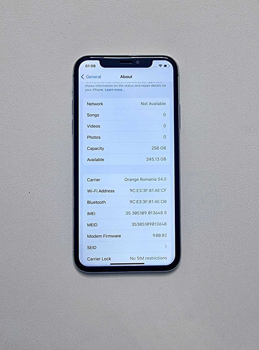 iPhone X Alb 64 / 256 GB, ca nou, Bateria 100%, liber de retea