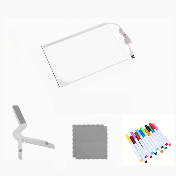 Tabla de desen Acrilica cu LED,set de 12 Carioci,ideala pentru copiii