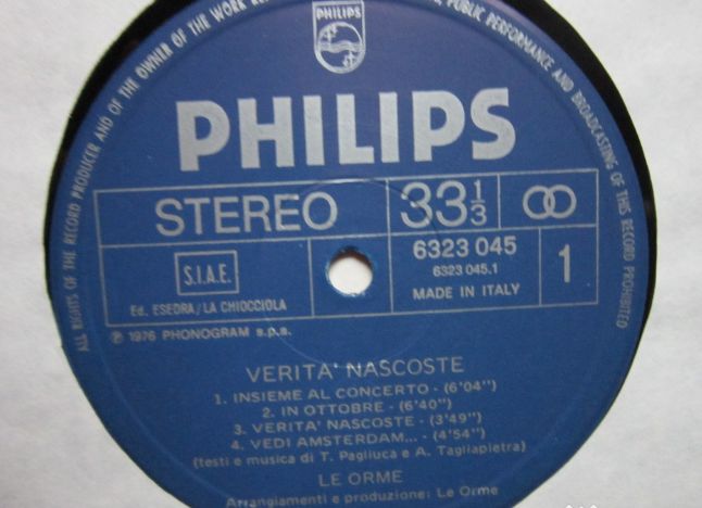 cadou deosebit Le Orme 1976 Verita Nascoste (1-st Ed. 1976 ) ProgRock