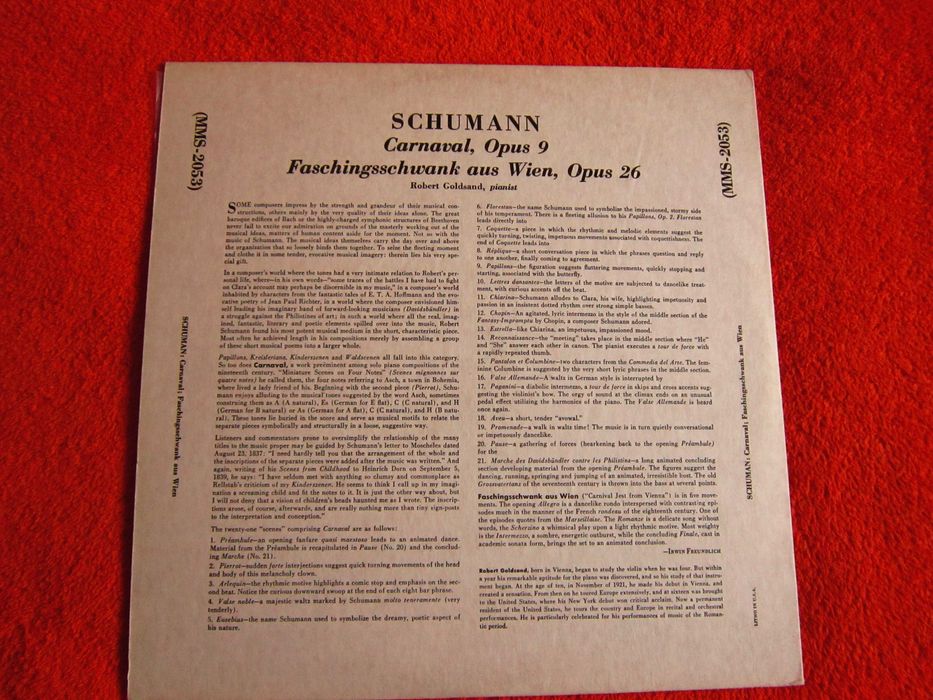 cadou rar vinil Schumann Carnaval Robert Goldsand ‎made USA 1960 (nou)