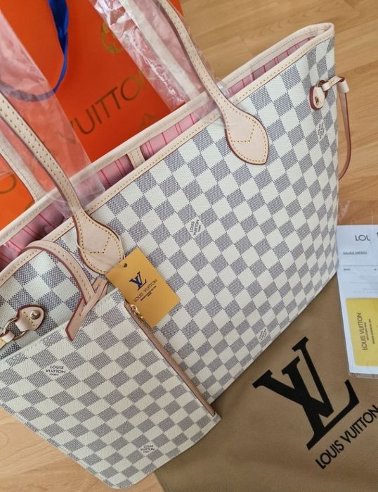 Geanta piele naturala 100%,model LV Neverfull,portofel simplu atasat,saculet,card,certificat, etichetă incluse