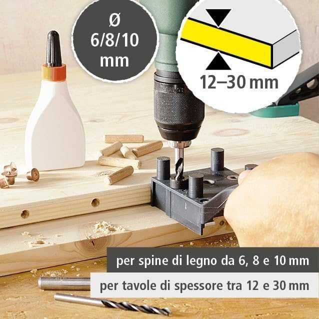 Универсален комплект поставяне на дюбели дибли с аксесоари Wolfcraft