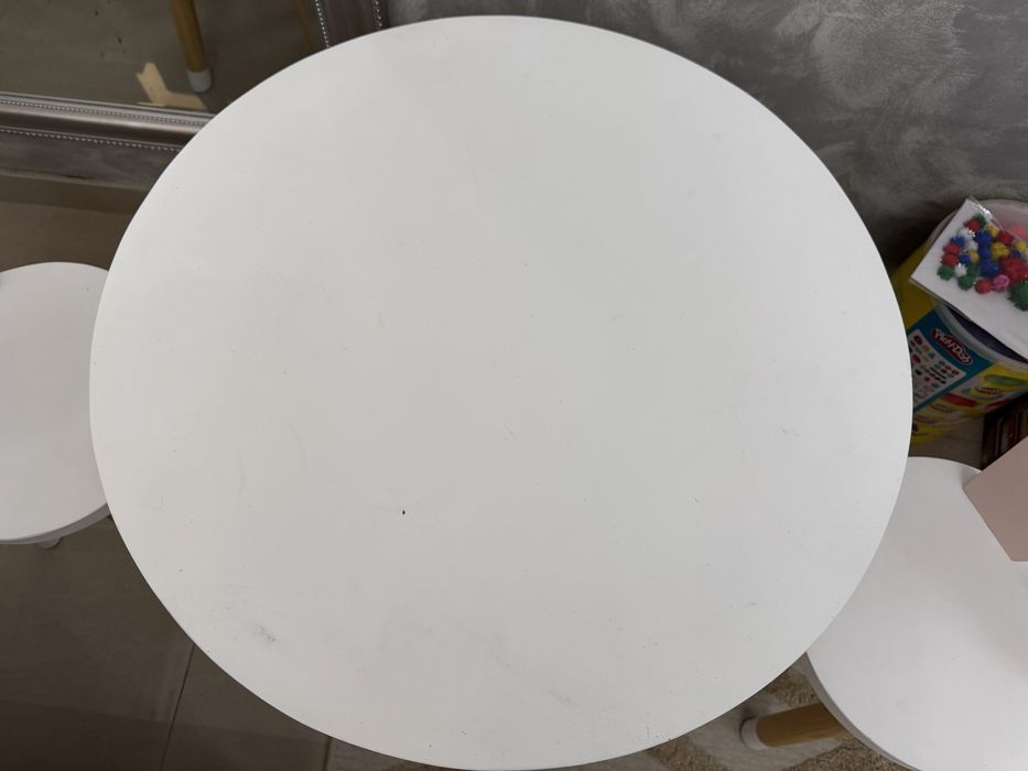 Masa lemn copii roz cu alb