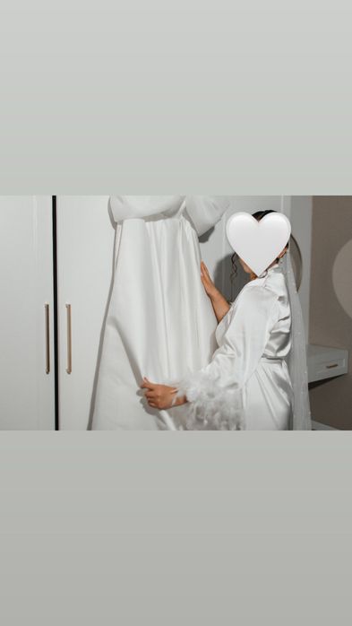 Продам белый халат с перьями для утра невесты