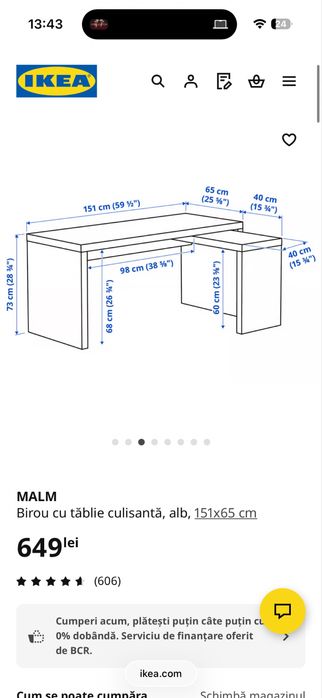 Birou extensibil + comoda 2 sertare + scaun reglabil din piele