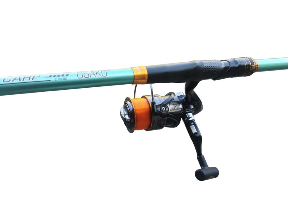 Два карбонови телекарпа 3.60мт + макари VC8000 13 лагера и корда. Нови