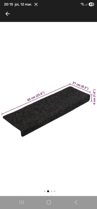 Covorase scari vidaXL, 5 buc., negru, 65x21x4 cm, cusatura punch 1.5 k