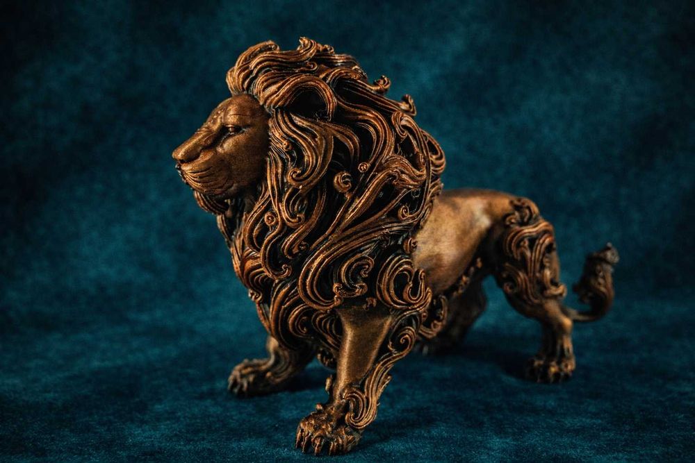 Statuetă Leu Auriu/Bronz 16cm - Decor Birou Unicat