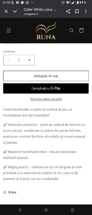 Lănțișor cu perle