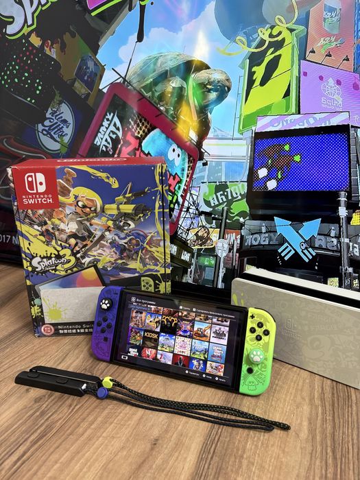 Прошитая Nintendo Switch Oled Limited Edition Splatoon, ULTRA 512Gb