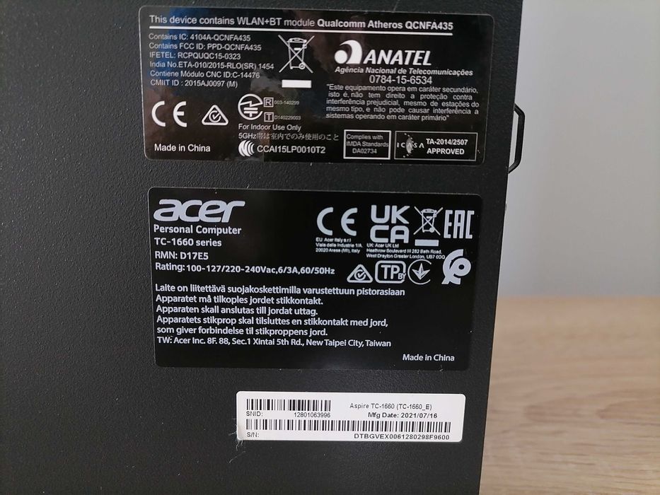 Продавам настолен компютър Acer Aspire TC-1660 – отлично състояние
