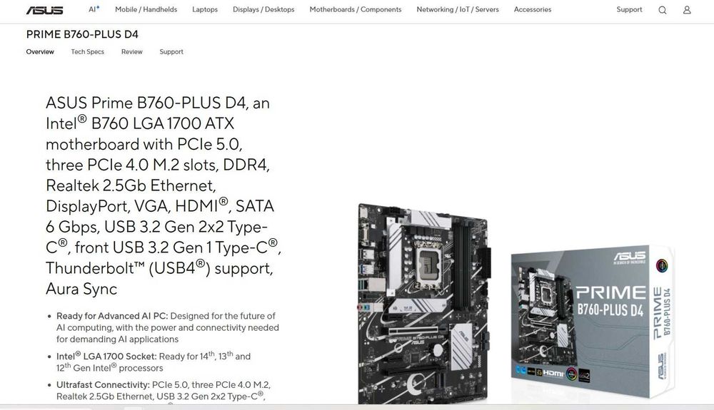 Placa de baza LGA 1700 ASUS Prime B760 Plus DDR4 full atx WIFI
