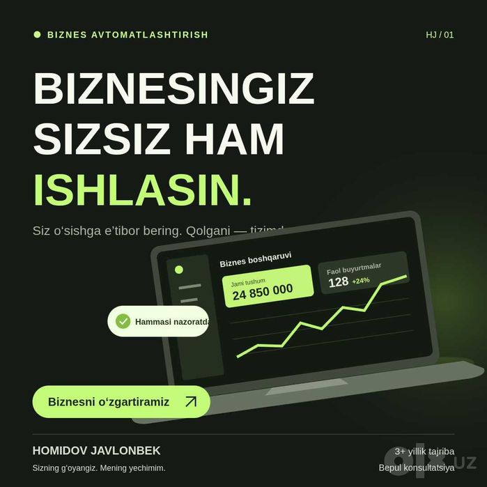 Biznesni avtomatlashtirish uchun dastur yaratish