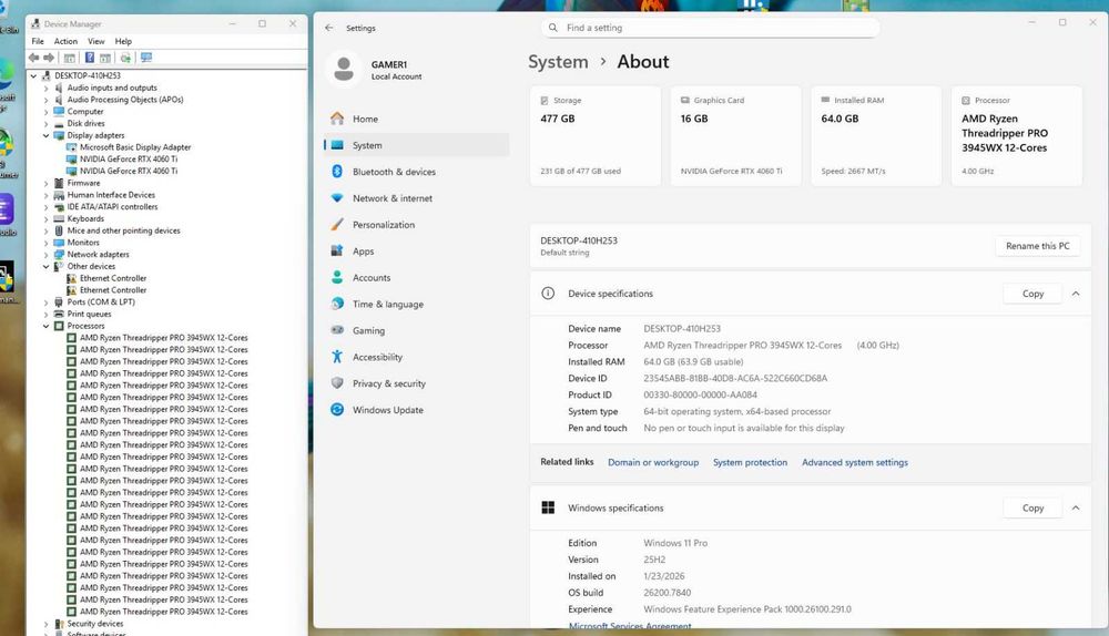 Kонфигурация AMD Threadripper PRO 3945WX