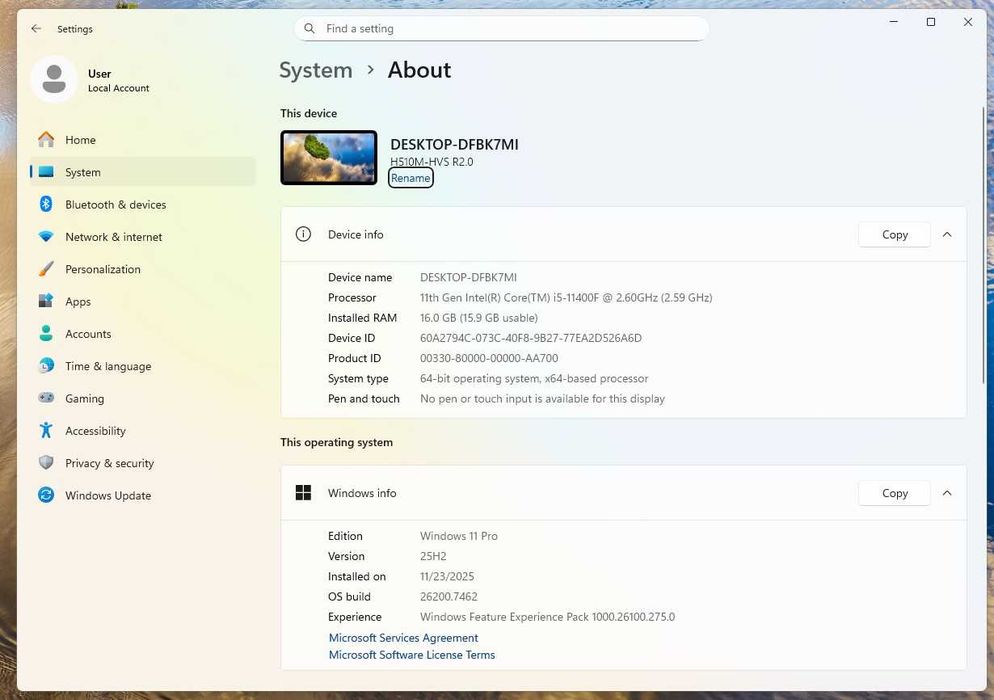 PC gaming Intel® i5 11400F/ GTX 1070 8GB/ 16 Gb RAM ddr 4/ SSD 1TB