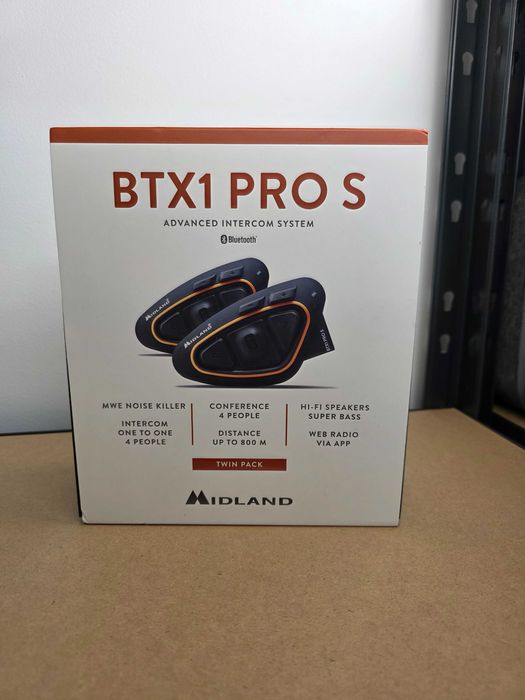 Sistem de comunicare moto Midland BTX1 PRO S Dual Pack, Dual Core, Conferinta de pana la 3 rideri simultan, distanta 800m