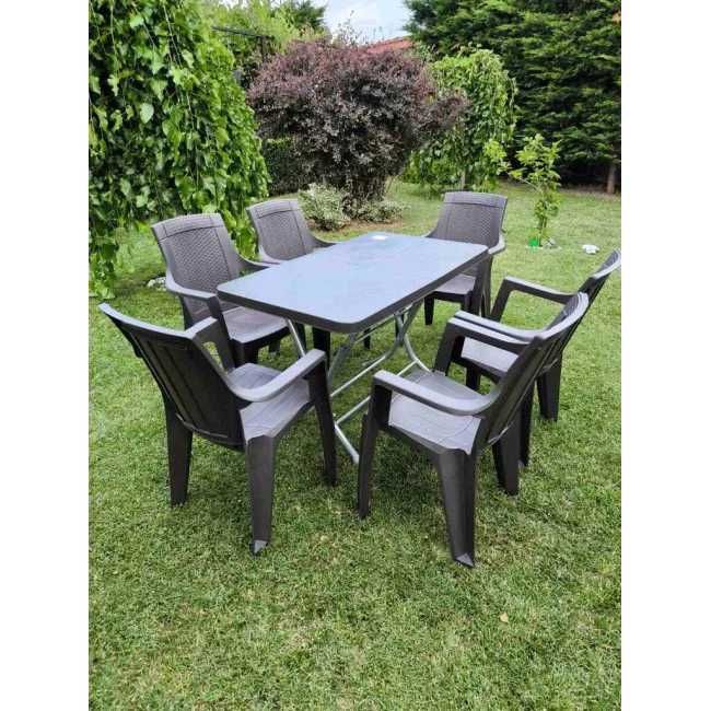 Комплект маса + 6 стола или 4 стола ратан 3 цвята и размери маси мод.6