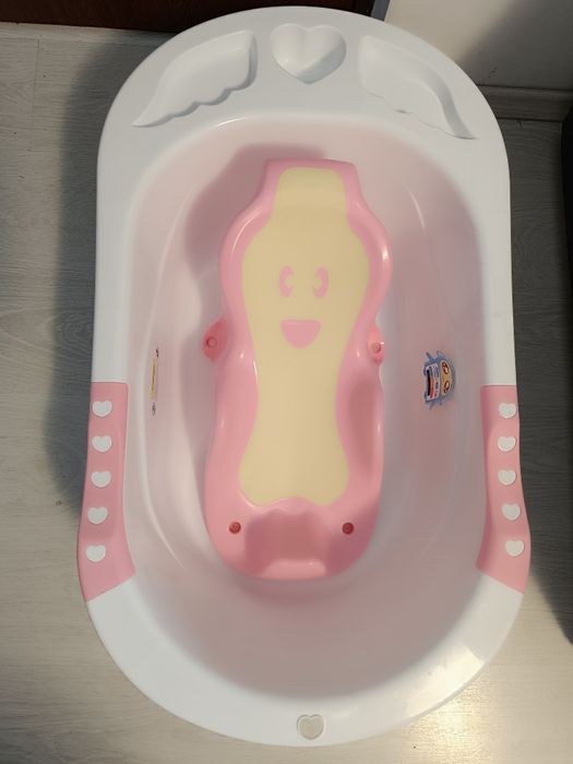 Cadita ergonomica cu suport detasabil Little Mom Sunny Pink, 0-3 ani