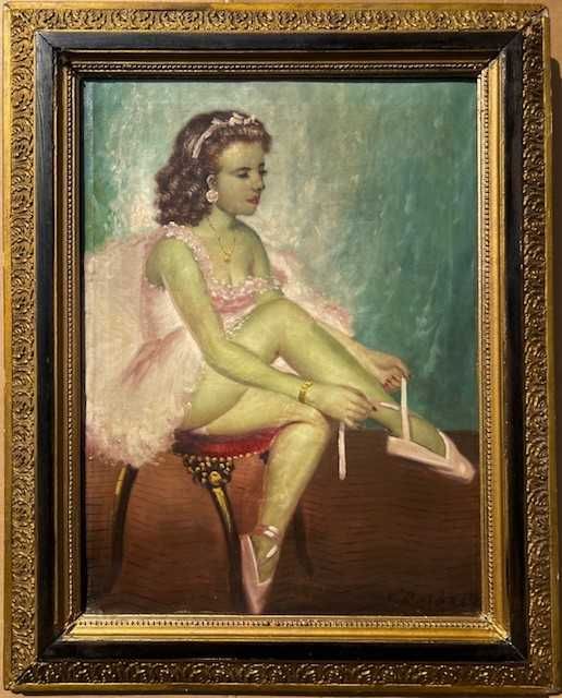 BALERINĂ -Tablou f VECHI, ulei/pza, semnat 80x60cm cu Rama de colecție