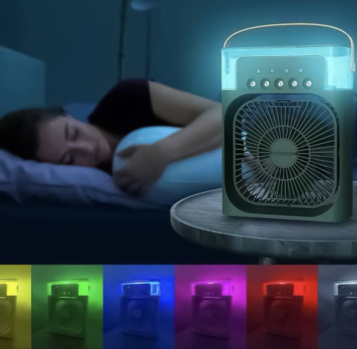 Ventilator cu pulverizare apa, aromatherapy, lumina LED
